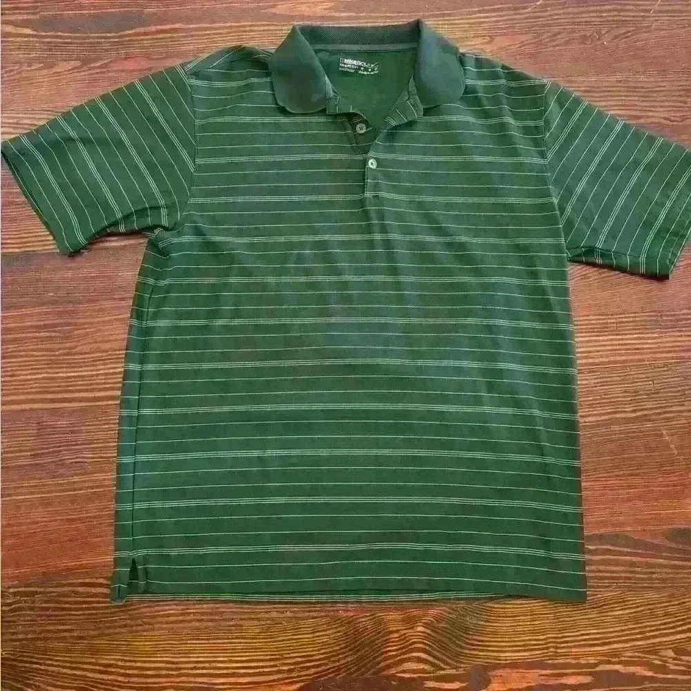 Mens Nike Golf Striped Polo Sz Medium Nike Fit Dry Green  Stripe Short Sleeve